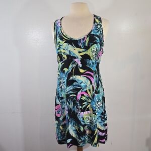 Secret Treasures Tropical Print Lace Back Chemise Sleepwear Large
